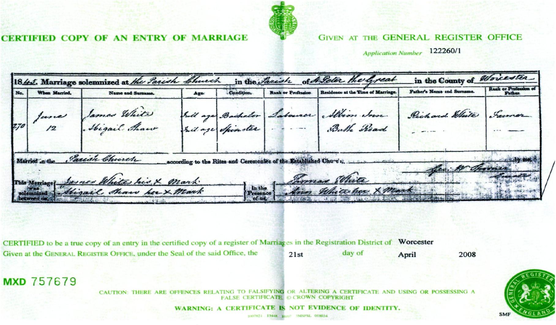 marriage cert.