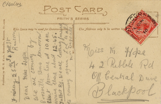 Reverse of card
